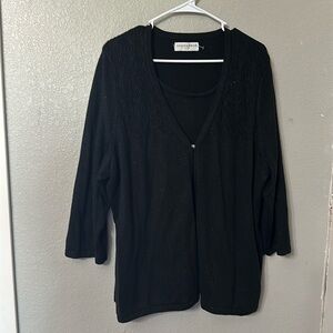 Sag harbor black sparkle knit top